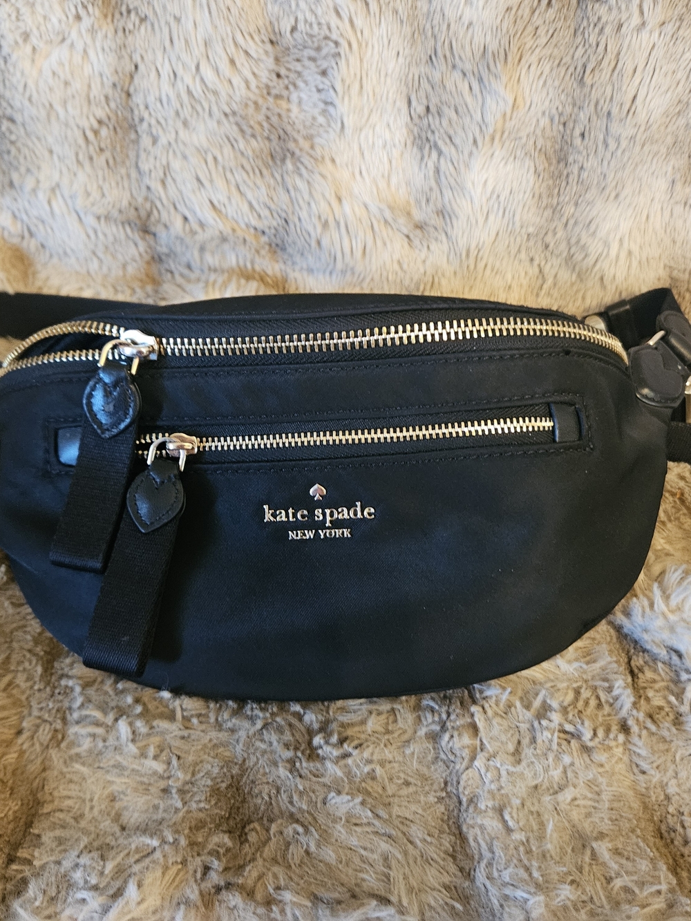 kate spade black nylon crossbody belt bag with gold hardware